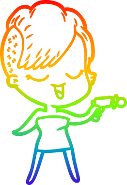 gökkuşağı gradyan çizimi mutlu bir çizgi film kızı bir insan tarafından çizildi