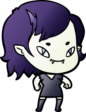 Bir insan tarafından çizilmiş çizgi film dostu vampir kız.