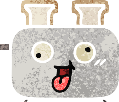 Bir insan tarafından çizilmiş bir tost makinesinin retro çizim stili karikatürü