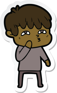 Bir insan tarafından çizilmiş garip bir adamın çıkartması.