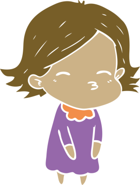 Bir insan tarafından çizilmiş düz renkli karikatür kadın