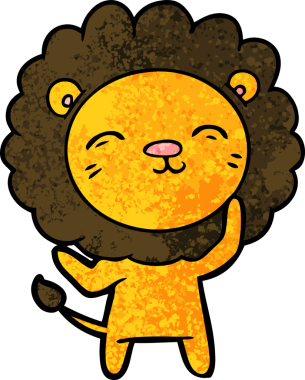 Bir insan tarafından çizilmiş çizgi film aslanı.