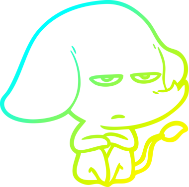 Bir insan tarafından çizilmiş soğuk bir çizgi film filinin çizimi.