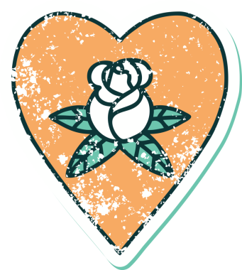 Bir insan tarafından çizilmiş kalp ve çiçeklerin sembolik depresif dövme şekli