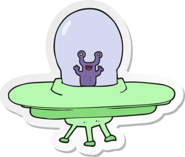 Bir insan tarafından çizilmiş uzaylı uzay gemisinin çıkartması.