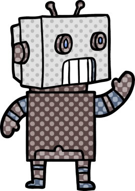 Bir insan tarafından çizilmiş çizgi film robotu