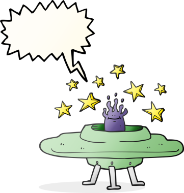 Bir insan tarafından çizilmiş serbest konuşma balonu uçan daire.