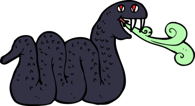 Bir insan tarafından çizilmiş çizgi film yılanı.