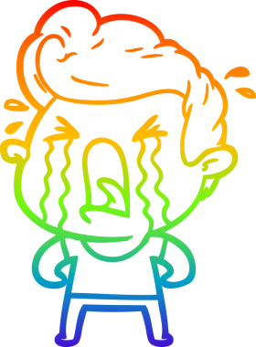 Bir insan tarafından çizilmiş ağlayan bir adamın çizdiği gökkuşağı gradyan çizgisi.