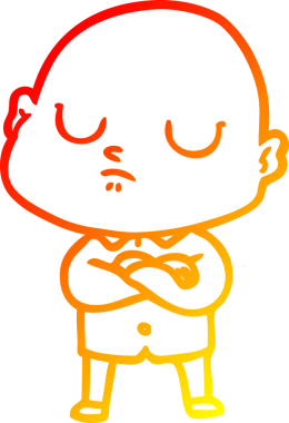 Bir insan tarafından çizilmiş kel bir adamın sıcak çizgi çizimi.