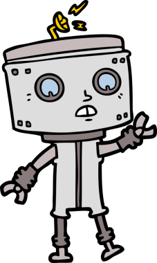 Bir insan tarafından çizilmiş çizgi film robotu