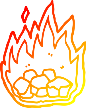 Bir insan tarafından çizilmiş sıcak bir çizgi film çizimi korkunç yanan cadılar bayramı kömürü