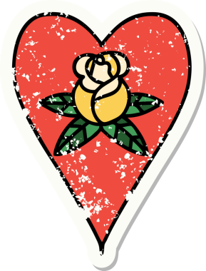 Geleneksel bir kalp stili ve bir insan tarafından çizilmiş çiçek dövmesi.