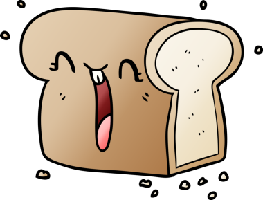 Bir insan tarafından çizilmiş gülen somun ekmek çizgi filmi