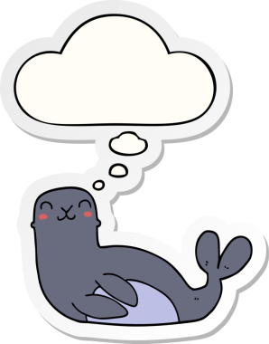 Düşünce baloncuklu karikatür mührü insan tarafından çizilmiş bir çıkartma.