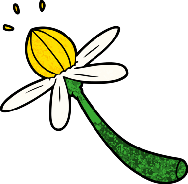 Bir insan tarafından çizilmiş karikatür çiçeği