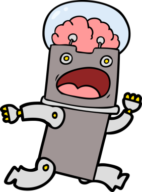 Bir insan tarafından çizilmiş çizgi film robotu