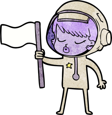 Bir insan tarafından çizilmiş güzel astronot kız.