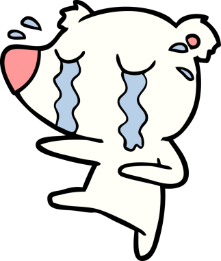 Bir insan tarafından çizilmiş üzgün küçük kutup ayısı çizgi filmi.