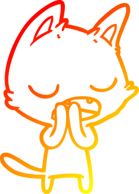 Bir insan tarafından çizilen konuşan kedi çizgi filminin sıcak gradyan çizimi