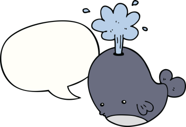 Bir insan tarafından çizilmiş konuşma balonlu bir balina.