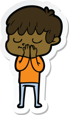 Bir insan tarafından çizilmiş mutlu bir çocuğun çıkartması.