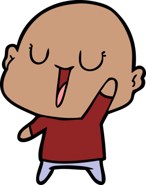 Bir insan tarafından çizilmiş mutlu, kel adam.