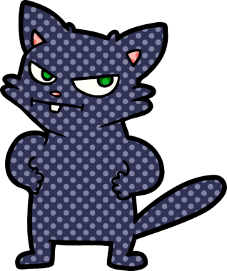 Bir insan tarafından çizilmiş rahatsız bir kedi.