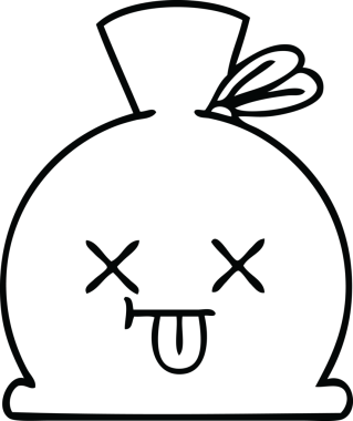 Bir insan tarafından çizilmiş çuval karikatürü.