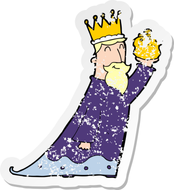 Bir insan tarafından çizilen üç bilge adamdan birinin retro sıkıntılı çıkartması.