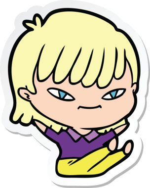 Bir insan tarafından çizilmiş bir karikatür kadının çıkartması.