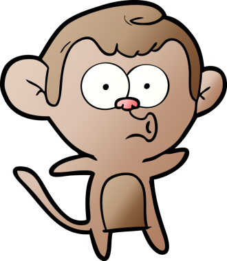 Bir insan tarafından çizilmiş, şaşırmış maymun çizgi filmi.