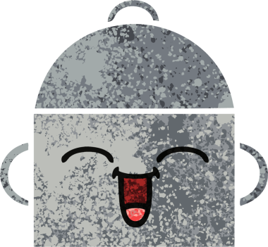 Bir insan tarafından çizilmiş yemek tenceresinin retro çizim tarzı karikatürü.