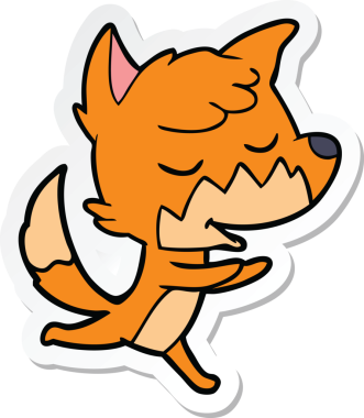 Bir insan tarafından çizilmiş dost canlısı bir tilkinin çıkartması.