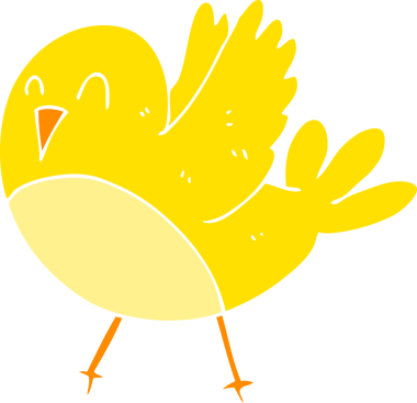 Bir insan tarafından çizilen kuşun düz renk çizimi