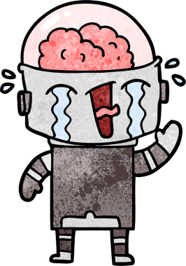 Bir insan tarafından çizilmiş ağlayan robot çizimi.