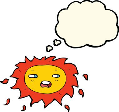karikatür hüzünlü güneş düşünce baloncuğu insan tarafından çizilmiş