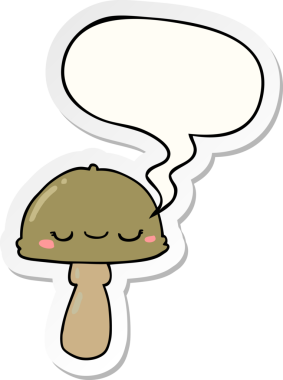 Bir insan tarafından çizilmiş konuşma balonu çıkartmalı mantar mantarı.