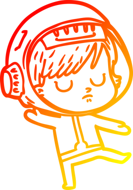 Bir insan tarafından çizilmiş bir astronot kadın çizgi çizimi.