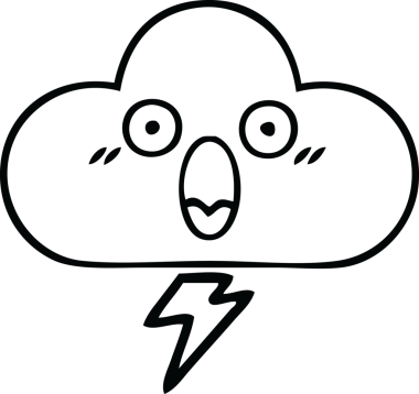 Bir insan tarafından çizilmiş bir gök gürültüsü bulutunun çizgi çizimi