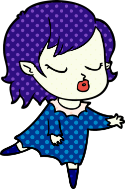 Bir insan tarafından çizilmiş şirin vampir kız çizgi filmi.