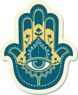 Bir insan tarafından çizilmiş geleneksel bir hamza stili dövme çıkartması.