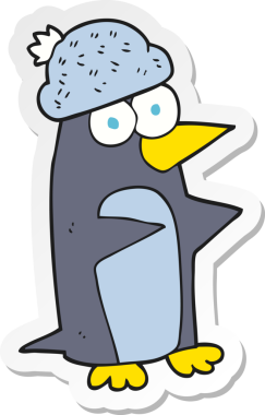 Bir insan tarafından çizilmiş karikatür pengueni çıkartması.