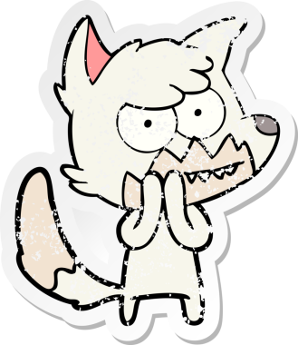 Bir insan tarafından çizilmiş sırıtan tilki çizgi filminin sıkıntılı çıkartması.