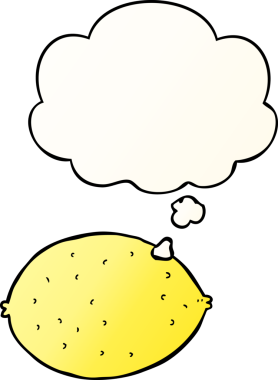 Düşünce baloncuklu limon çizgi filmi bir insan tarafından çizilmiş.