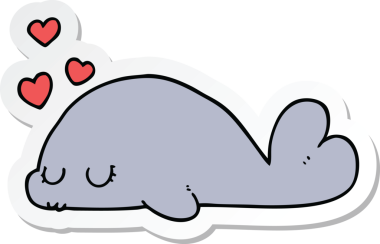 Bir insan tarafından çizilmiş şirin bir yunusun çıkartması.