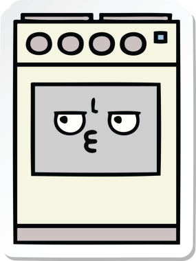 Bir insan tarafından çizilmiş şirin bir mutfak fırınının çıkartması.