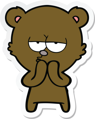 Bir insan tarafından çizilmiş sıkılmış bir ayı çizgi filminin çıkartması.