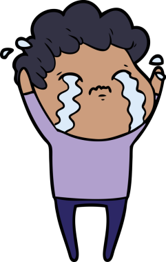 Bir insan tarafından çizilmiş ağlayan çizgi film adamı.