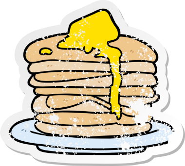 Bir insan tarafından çizilmiş bir krep yığınının sıkıntılı çıkartması.